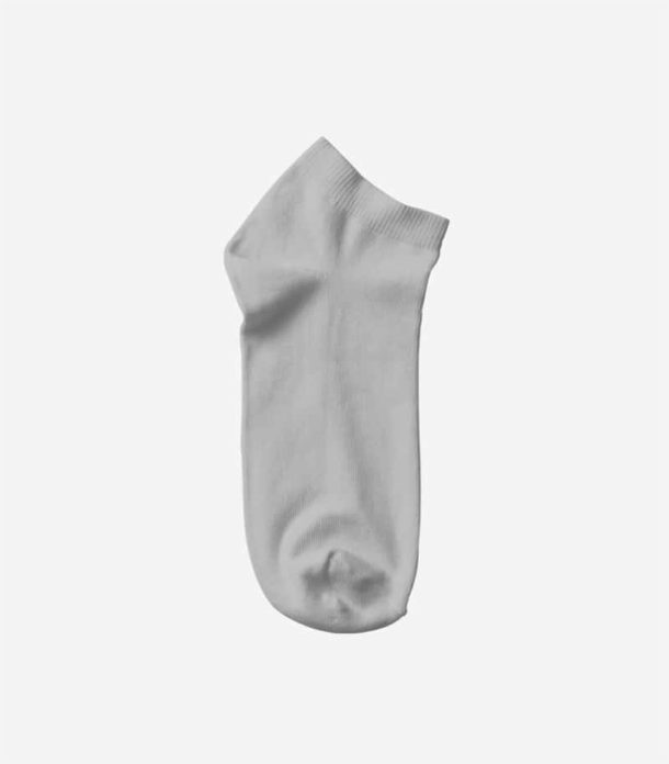 Single grey ankle sock, side view